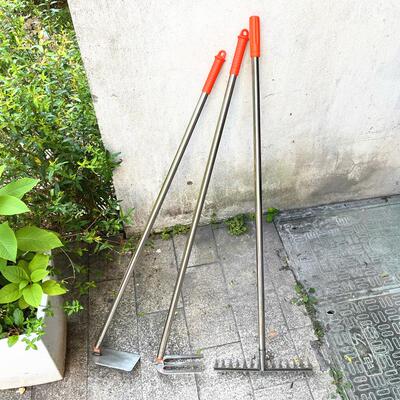 菜耙子不锈钢扒子长柄扒农具艺全钢撅头不锈钢摊钉耙子九齿钉锄定