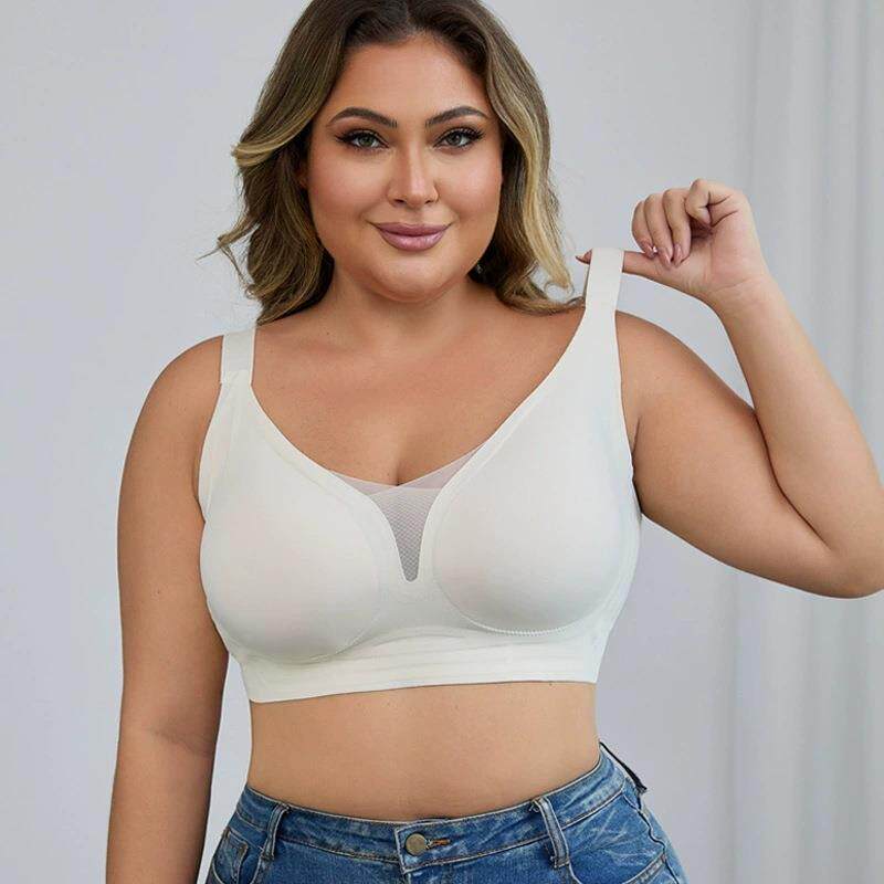 欧美外贸加肥大码无痕内衣女无钢圈聚拢收副乳文胸