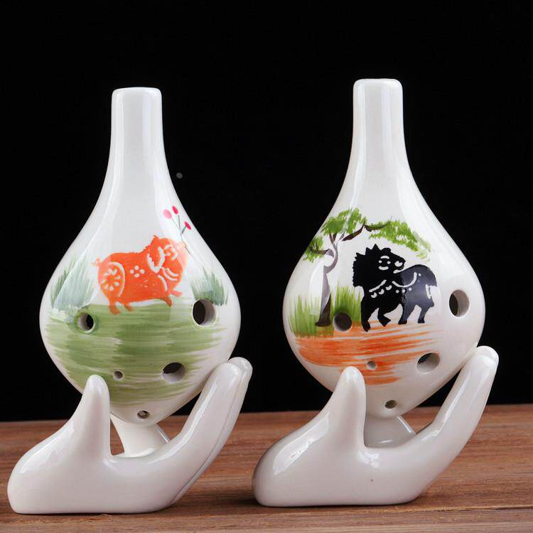 开学季6孔陶笛初学 教学吹奏民族乐器手绘花面 陶瓷制作定制