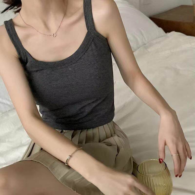 新款网红吊带美背百搭裹胸一体式带胸垫棉可外穿打底小背心内定制