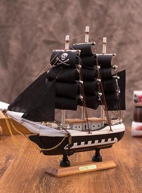 N1133 地中海风格木摆饰 创意书房办公室欧式海盗船摆件定制