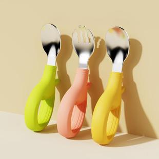 宝宝勺子学吃饭辅食训练1一2岁自主进食婴儿童元宝勺辅食勺叉硅胶