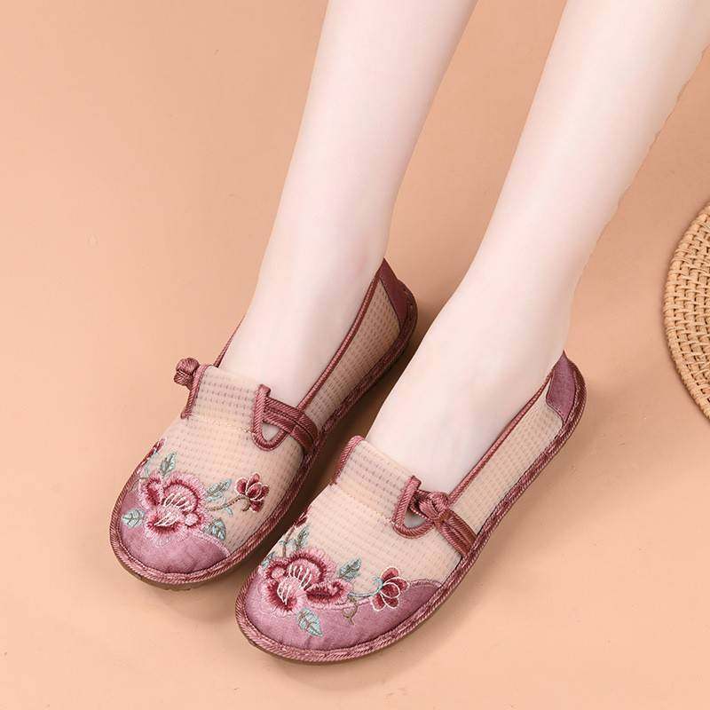 夏季老北京女鞋网面透气绣花鞋女平跟宽松版防滑民族风妈妈鞋,女鞋,帆布鞋,淘宝优惠券,粉丝福利购,淘宝优惠卷