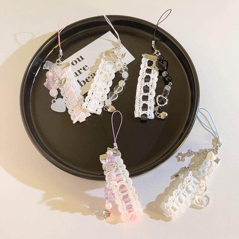 高颜值ins爱心水珠链吊坠挂饰短款手机挂绳串珠挂件ccd拍立得定制