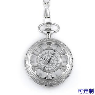 项链银色五角星镂空怀表 大号古罗马数字刻度怀表厂家定制