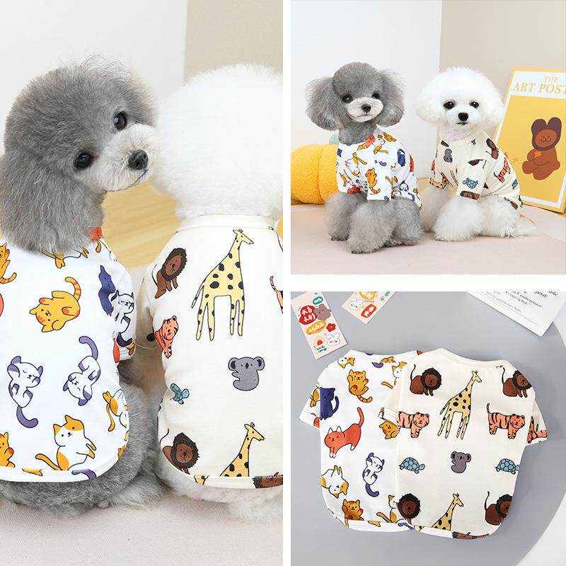 春款宠物小猫T恤动物印花卡爱狗狗衣服休闲爱宠服饰定制
