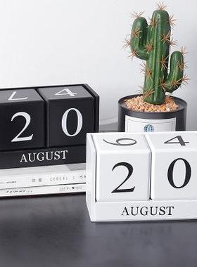 北欧简约创意日历客厅摆件家居装饰万年历摆设服装店道具摆饰品定