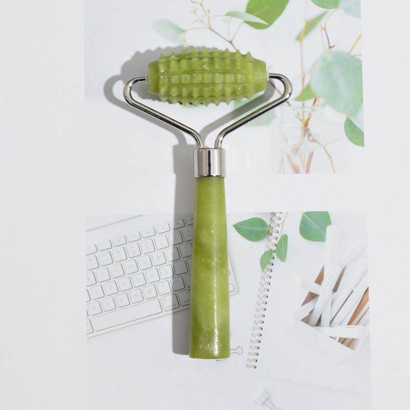 经络绿凤玉岫岩单刺滚轮推脸按摩器便携式家用脸部保健按摩器定制