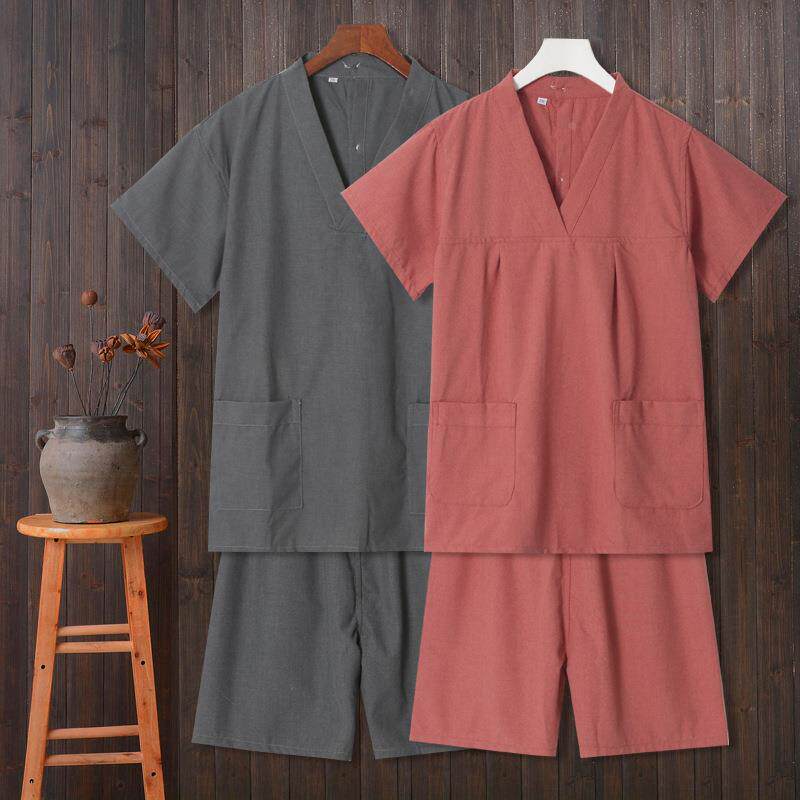 按摩服贡棉v领后开男女艾灸服头疗服足浴足疗服服洗浴衣专用