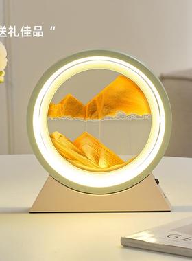创意解压3D流沙画小夜灯摆件玫瑰金风格外贸礼品家居工艺品定制