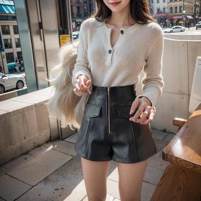 pu皮短裤女时髦高腰2025秋冬季新款韩版显靴裤a字时尚阔腿热裤定