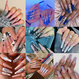 美甲甲片穿戴甲片长款跨境美甲成品假指甲欧美穿戴甲nail