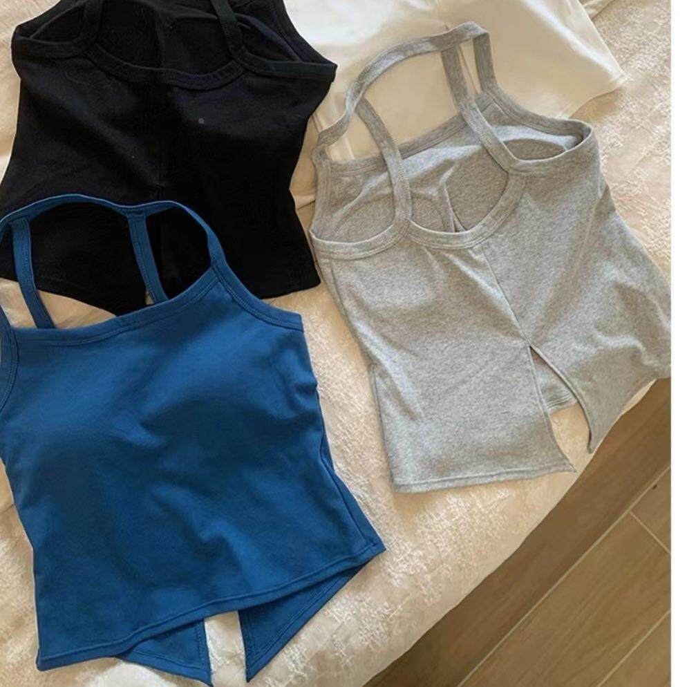 夏季美背露背圆领无袖辣妹吊带上衣女带胸垫可外穿内搭背心定制
