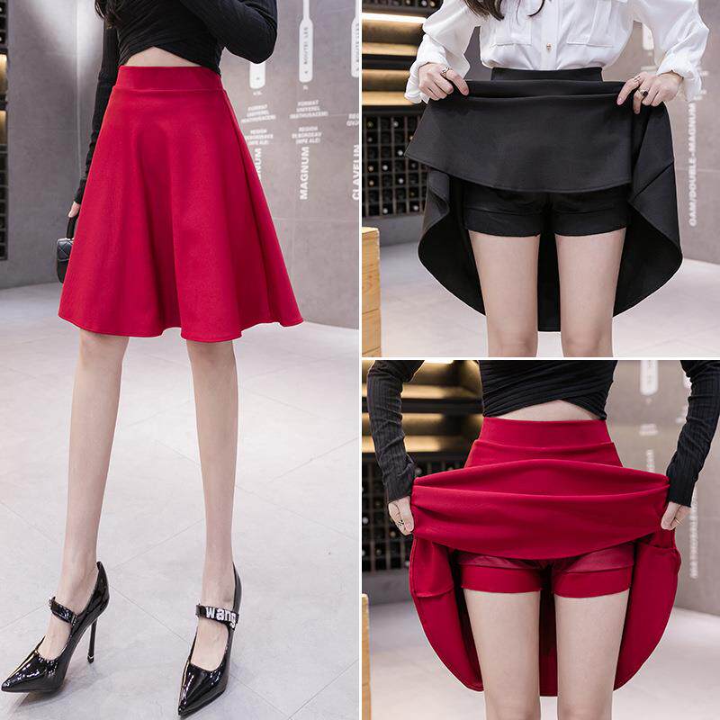 黑色大摆伞裙显高腰垂感a字裙中长款气质大码新款夏季半身裙女定