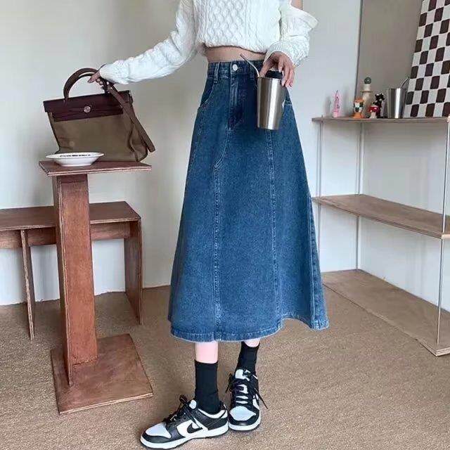 牛仔半身裙女春季款2025年高质量时尚辣妹鱼尾中长款直筒a字伞裙