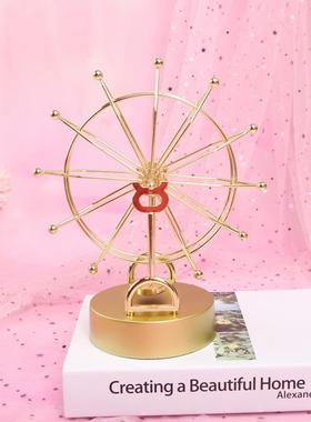 USB款创意摩天轮摇摆器金属永动天体仪办公家居装饰磁性混沌摆件