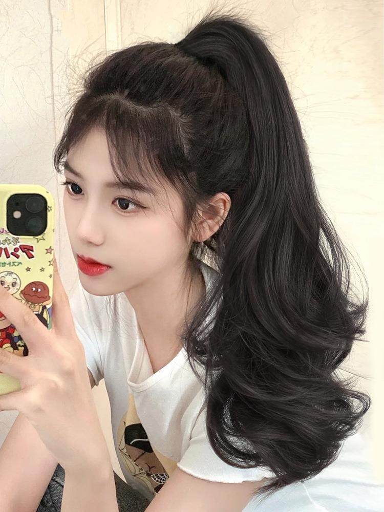 马尾假发女抓夹式自然仿真长卷发大波浪网红高马尾女长发假发马尾