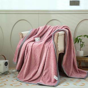 贝贝绒毛毯法兰绒加厚午睡毯麦穗纹提花珊瑚绒毯子双人空调毯