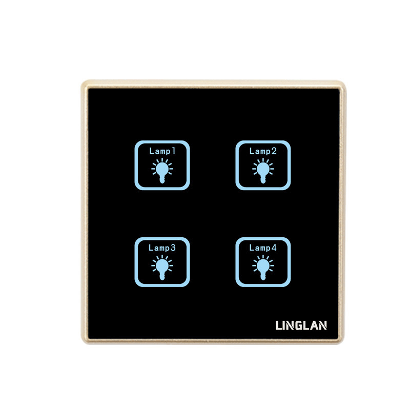 直供铃兰led双控四开触摸开关 智能家居玻璃面板触控墙壁开关