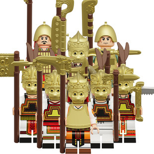 适配乐高商周古代士兵积木人仔亚长女祝师长商周古风士兵拼装玩具