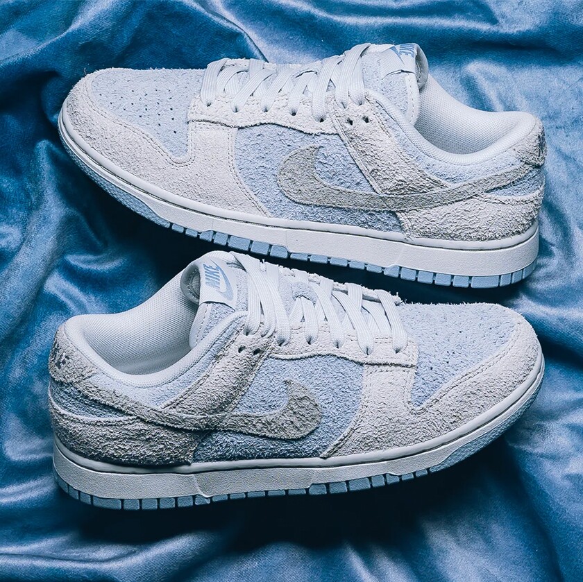 正品nike dunk low blue灰白蓝冰雪奇缘翻毛皮男女板鞋fz3779-025