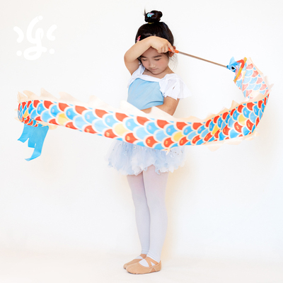 古古楽gugu新款国风简易手工彩带龙原创设计儿童成人健身甩龙