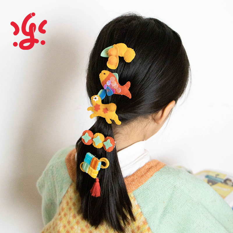 古古楽gugu古古乐新春五福发夹原创手工新年胸针满90元包邮现货