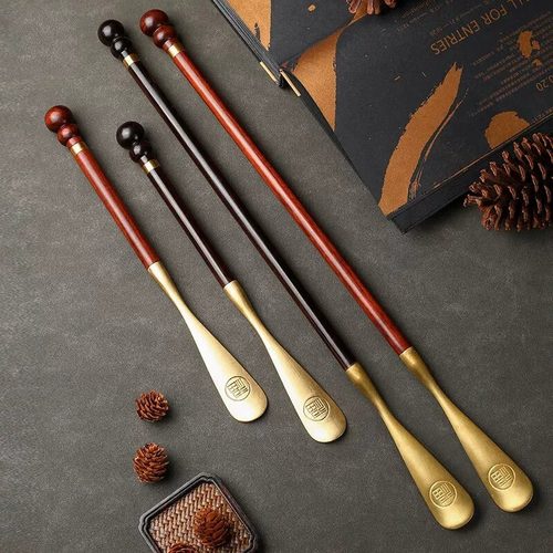 紫檀木黄铜鞋拔子58CM长柄家用孕妇不弯腰便携式实木檀木铜鞋拔