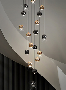 极简主义楼梯吊灯现代简约loft别墅复式楼旋转楼梯灯长吊灯挑空