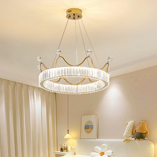 卧室吊灯温馨浪漫皇冠主卧爆款网红女孩房间灯女生现代轻奢水晶灯