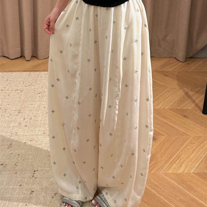 碎花棉麻阔腿裤女夏季薄款2026新款高腰宽松垂感休闲裤显瘦梧桐裤