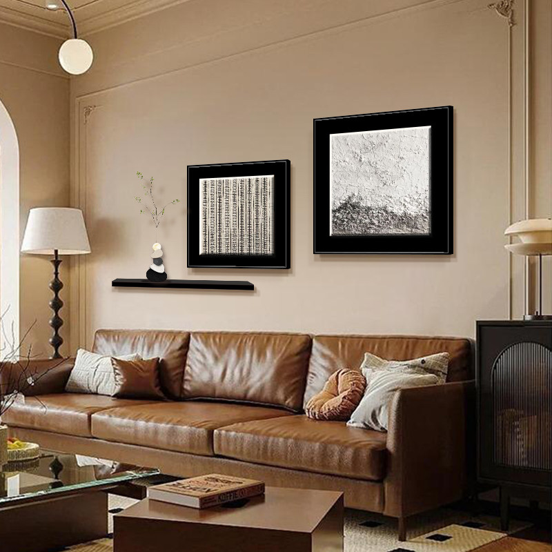 抽象客厅装饰画立体玄关沙发背景墙挂画2026新款黑白高端组合壁画