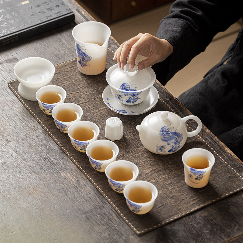 冰种璞玉茶具套装轻奢高档家用功夫茶具德化白瓷羊脂玉瓷泡茶简约,餐饮具,功夫茶具,淘宝优惠券,粉丝福利购,淘宝优惠卷