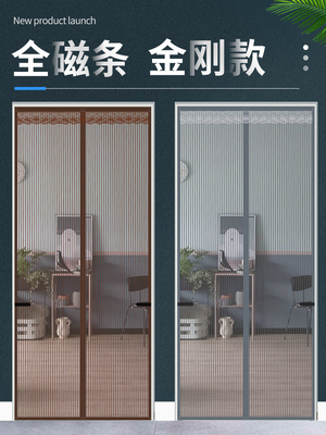 沙门帘自粘贴防蚊金刚网全磁条夏天房间卧室门帘纱防蝇蕾丝房门口