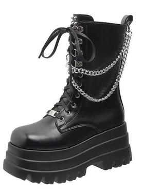 马丁靴高跟厚底切尔西靴punk women martin boots platform boots