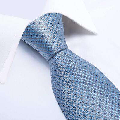 Luxury Blue Plaid Dot Silk Ties For Men Solid Wedding Access