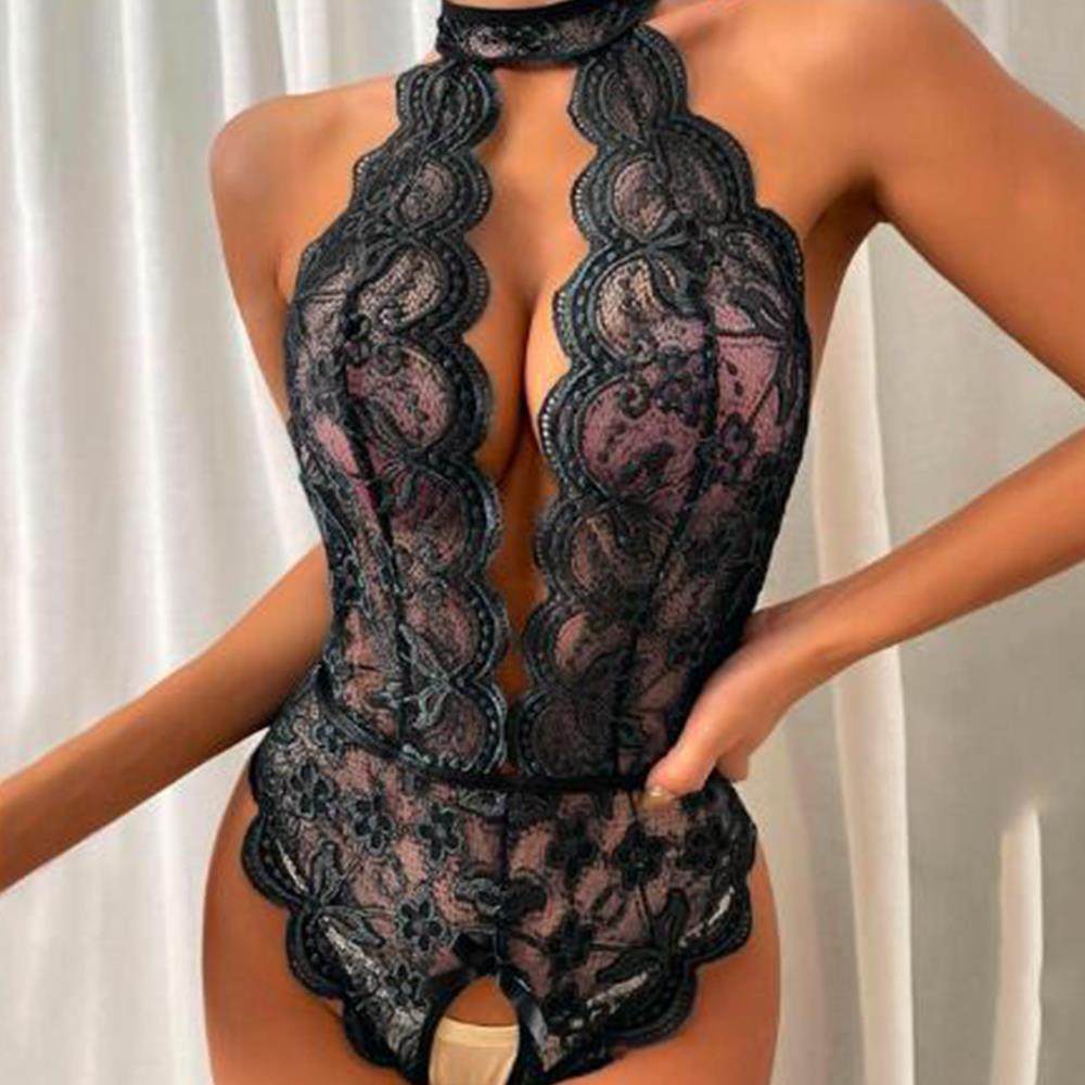 Teddy Erotic Lingerie For Women Lace Open Bra Crotchless