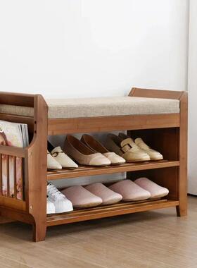 Shoe Storage Rack Bench With Double Layer Cushion Seat Livin