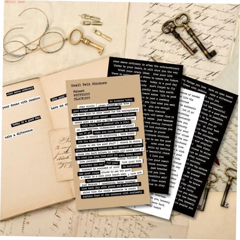 406PCS Vintage Small Talk Text Collection Stickers DIY Diary