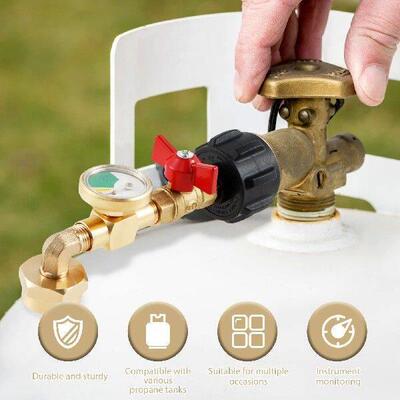 Propane Refill Adapter with Gauge and Control Valve 90