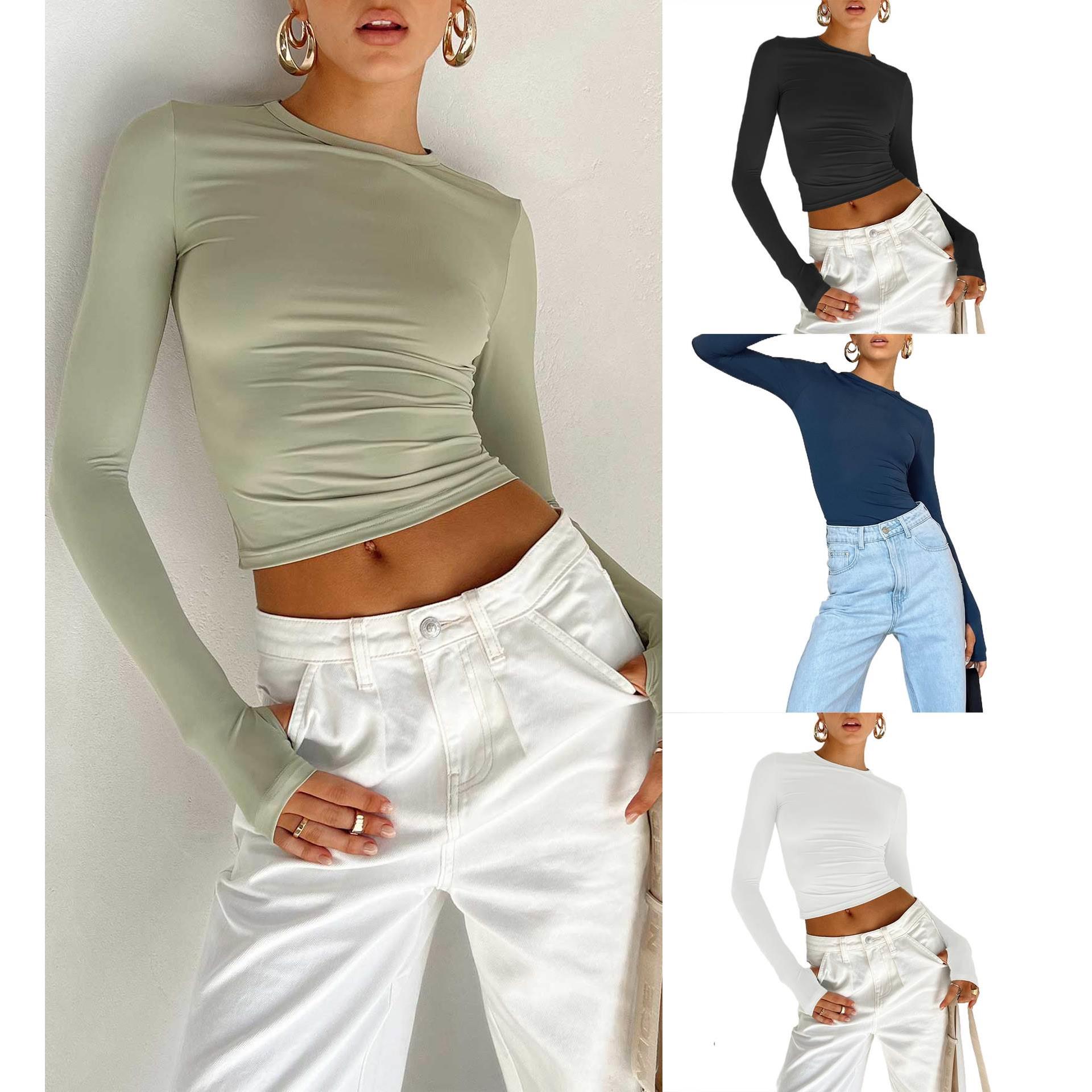 Round neck T-shirt Long sleeved top T-shirt