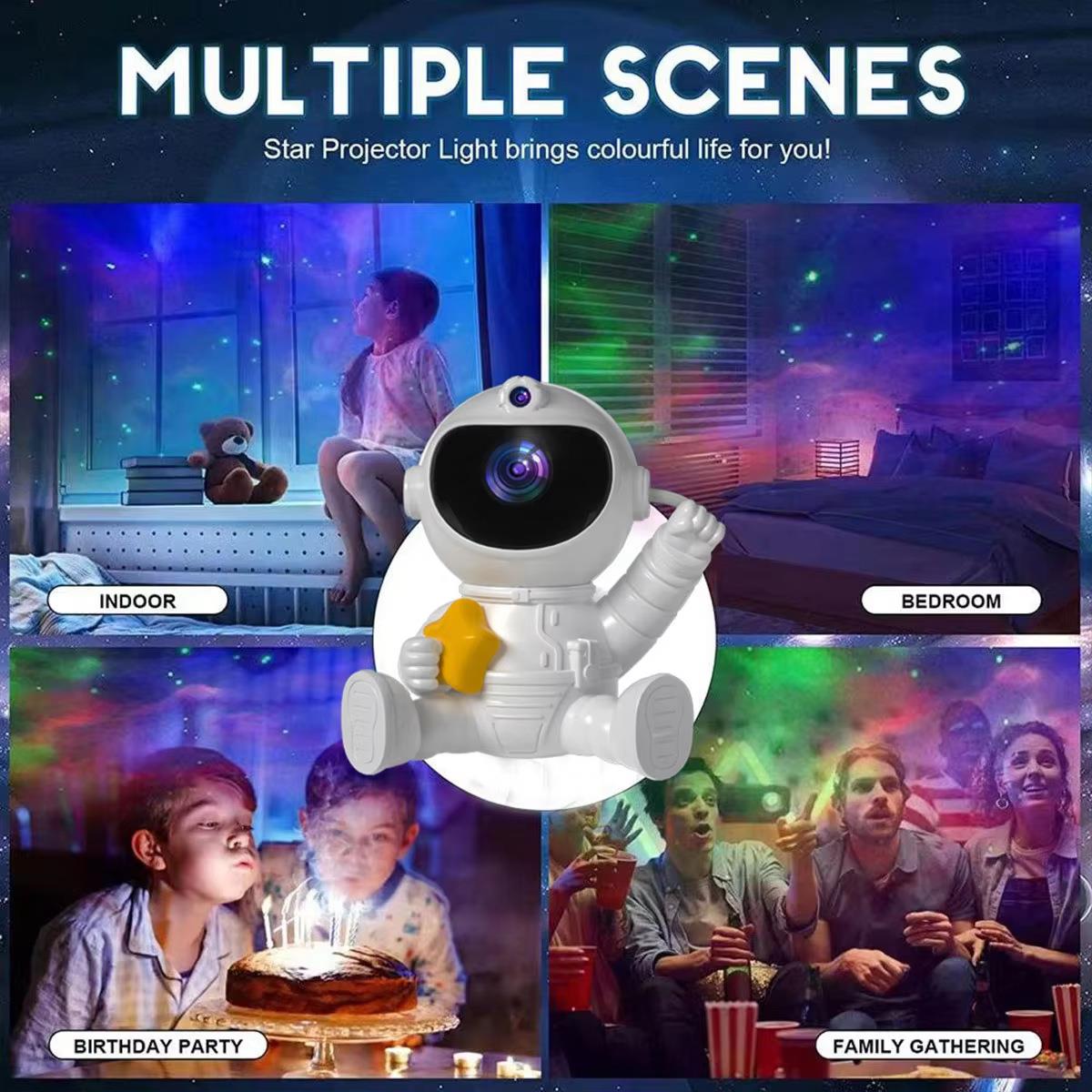 跨境新款火箭飞机宇航员星空灯投影灯满天星星云浪漫氛围小夜灯