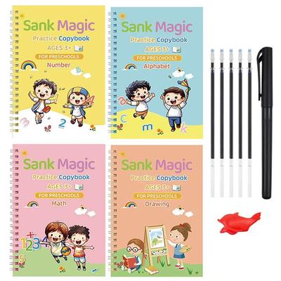 4 Books/set Magic Copybook Reusable Practice Writing Pen Gro