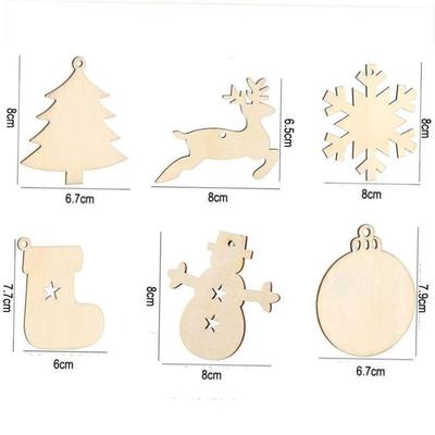 10Pcs Round Christmas Ball Wooden Ornaments for Crafts DIY