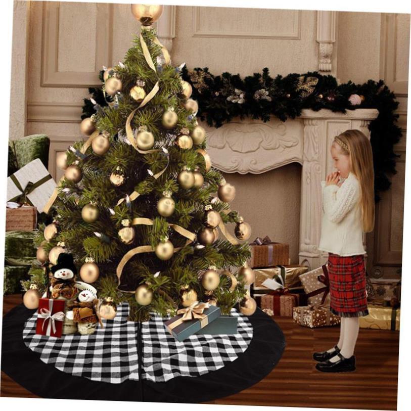 Christmas tree skirt plaid floor mat 圣诞树裙