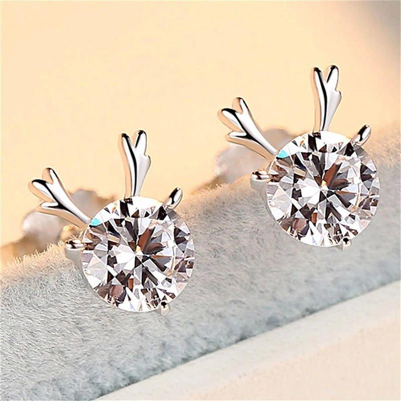 925 Sterling Silver Zircon Stud Earrings For Women New Fashi