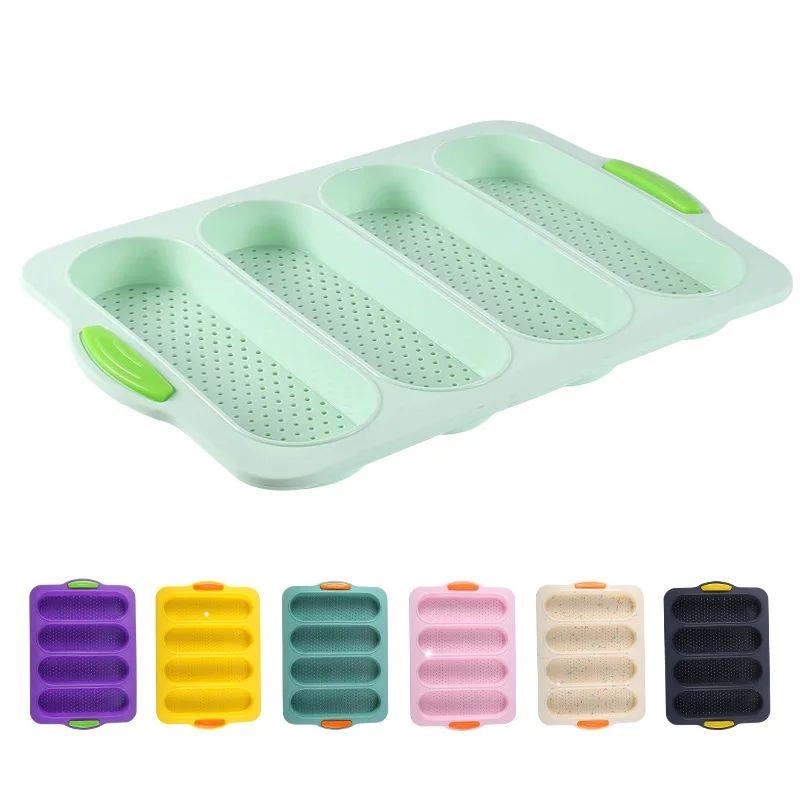 1PCS 4 Grids Silicone Mold French Bread Baking Mold Bread Ba