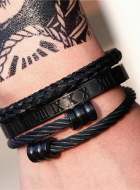 Titanium Steel Bracelet Set Punk Style Men Boy Roma Bracelet