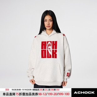 【Achock官方店】重磅刺绣美式连帽卫衣男女秋冬加绒加厚潮牌帽衫