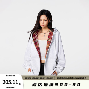 【Achock官方店】logo刺绣美式连帽卫衣男女潮牌高街重磅拉链开衫